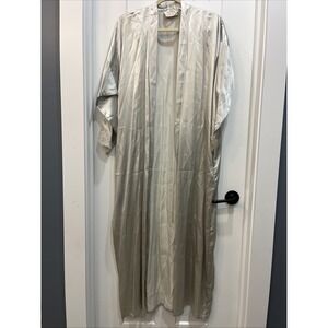 Vintage Victoria's Secret Light Gray Full Length Silk Wrap Robe Sz XS‎ *NO TIE*